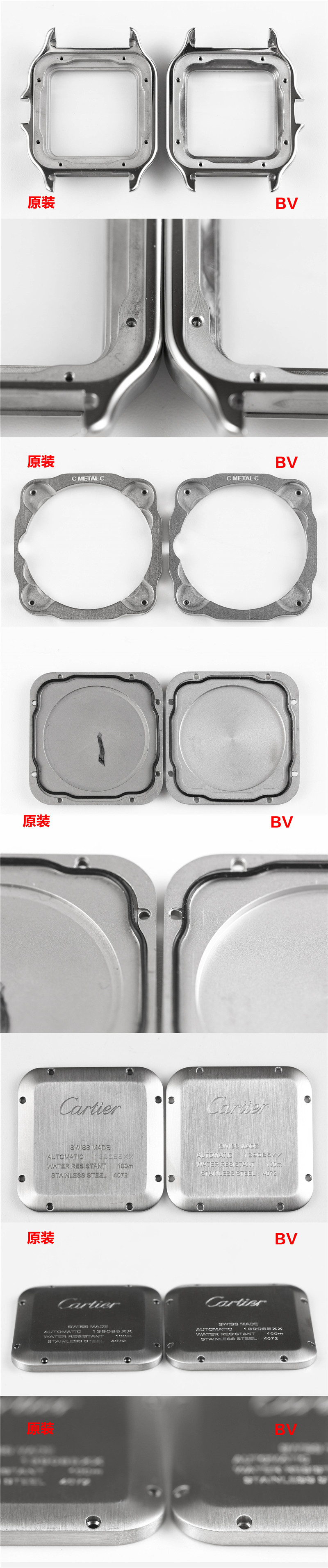 BV厂卡地亚山度士Santos男款对比评测(bv厂山度士男款真假对比）  第8张